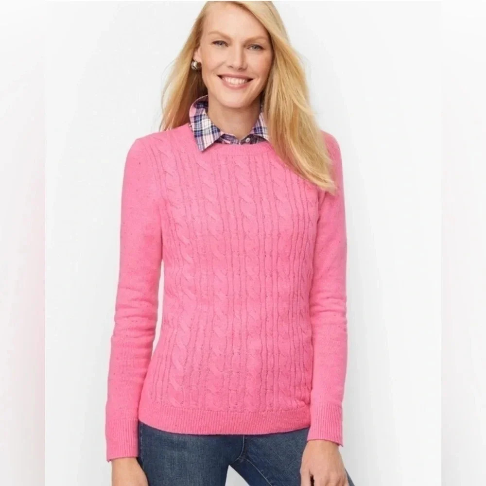 Talbots cable knit women’s sweater crew neck size M